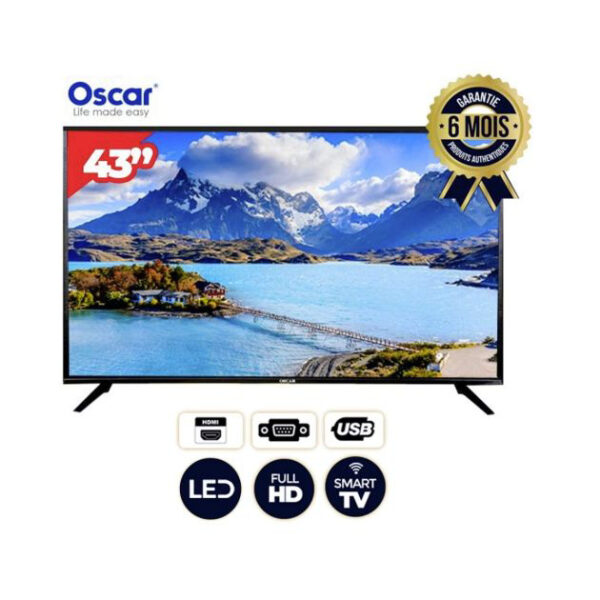 Téléviseur 43 Pouces -OSCAR- FULL HD-Noir-110-240 Volts-10 WATTS- 43D17S2-SMT
