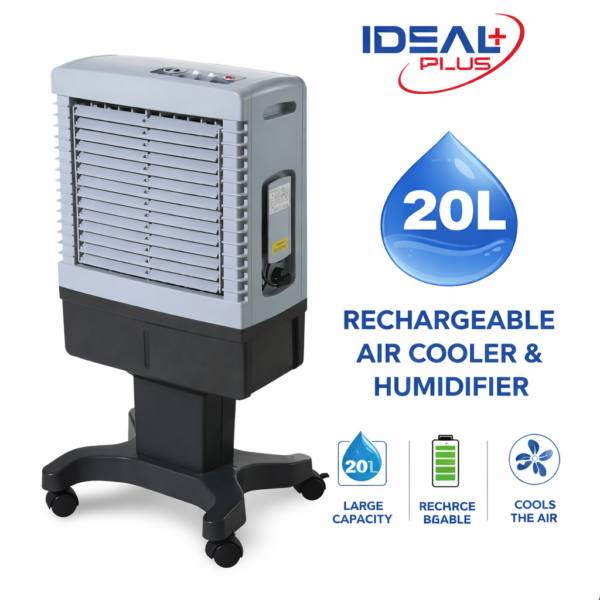 Humidificateur / Rafraîchisseur d’Air Rechargeable Ideal Plus – Réservoir 20 Litres, Mobilité Totale