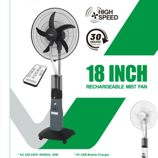 Ventilateur Brumisateur Sur Pied Rechargeable Ideal Plus - Autonomie 4 à 20H