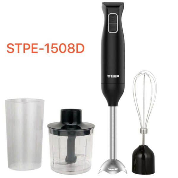 Smart Technology Mixeur plongeant électrique STPE-1508D avec bol, 4 en 1, hachoir à légumes et à viande, fouet, centre commercial, cuisine