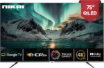 Téléviseur intelligent Nikai 75 pouces 4K QLED Ultra HD compatible Google, commande vocale mains libres, Game Master, Dolby Vision + Atmos, 4K HDR10+, connectivité simplifiée avec les appareils Android et Apple - NPROG75QLED AK00338