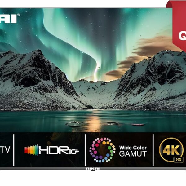 Téléviseur intelligent Nikai 75 pouces 4K QLED Ultra HD compatible Google, commande vocale mains libres, Game Master, Dolby Vision + Atmos, 4K HDR10+, connectivité simplifiée avec les appareils Android et Apple - NPROG75QLED AK00338