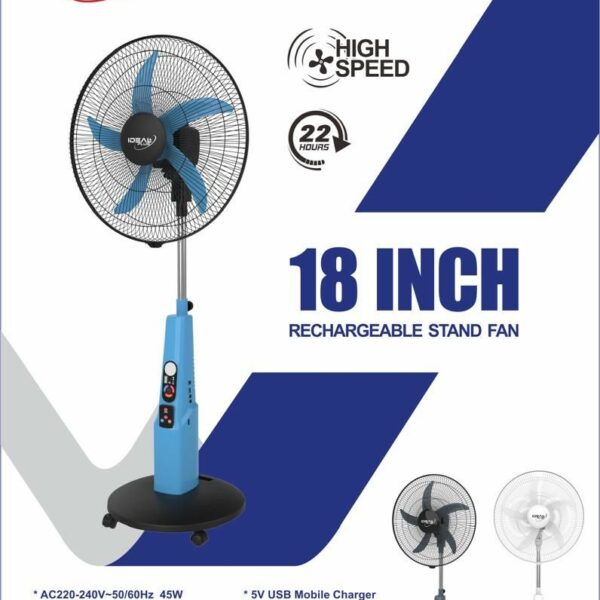 Ventilateur Rechargeable 18 Pouces Ideal Plus Autonomie 22H IP0038