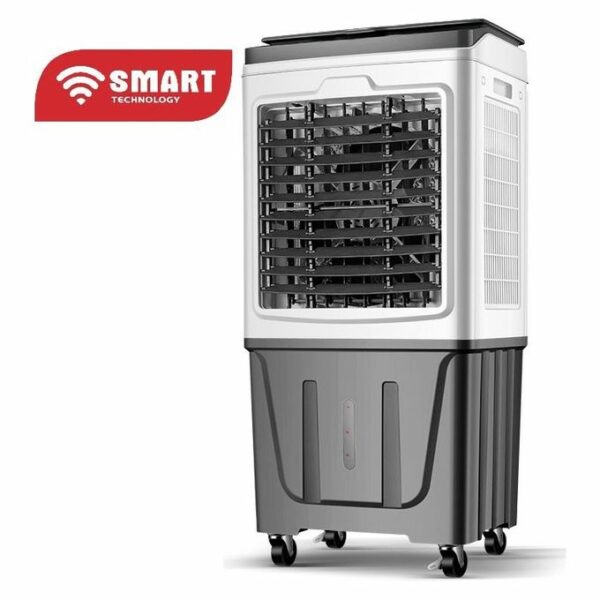 SMART TECHNOLOGY Humidificateur Rechargeable 30L Blanc Avec Télécommande - Deux Boites à Glace Et Panneau Solaire (STV-AC4590R) -9 Vitesses- DC 12 V - 50 W