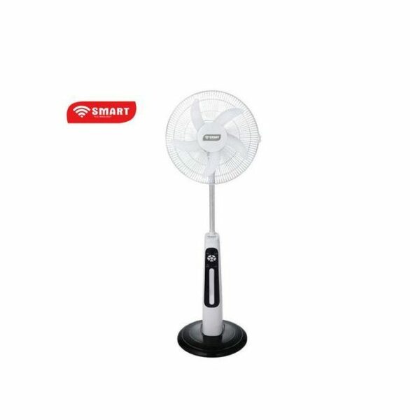 SMART TECHNOLOGY Ventilateur Rechargeable 16" -STV-630 - Avec Télécommande - 32W- 9 Vitesses- Éclairage LED-Power Bank / Blanc
